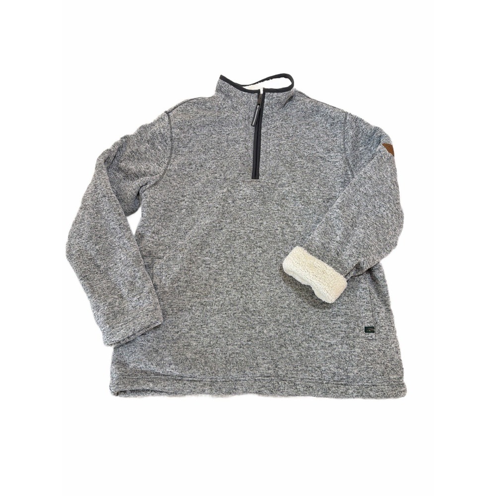Orvis Mens Sherpa Lined Heather Grey 1/4 Zip‎ Pullover Size L